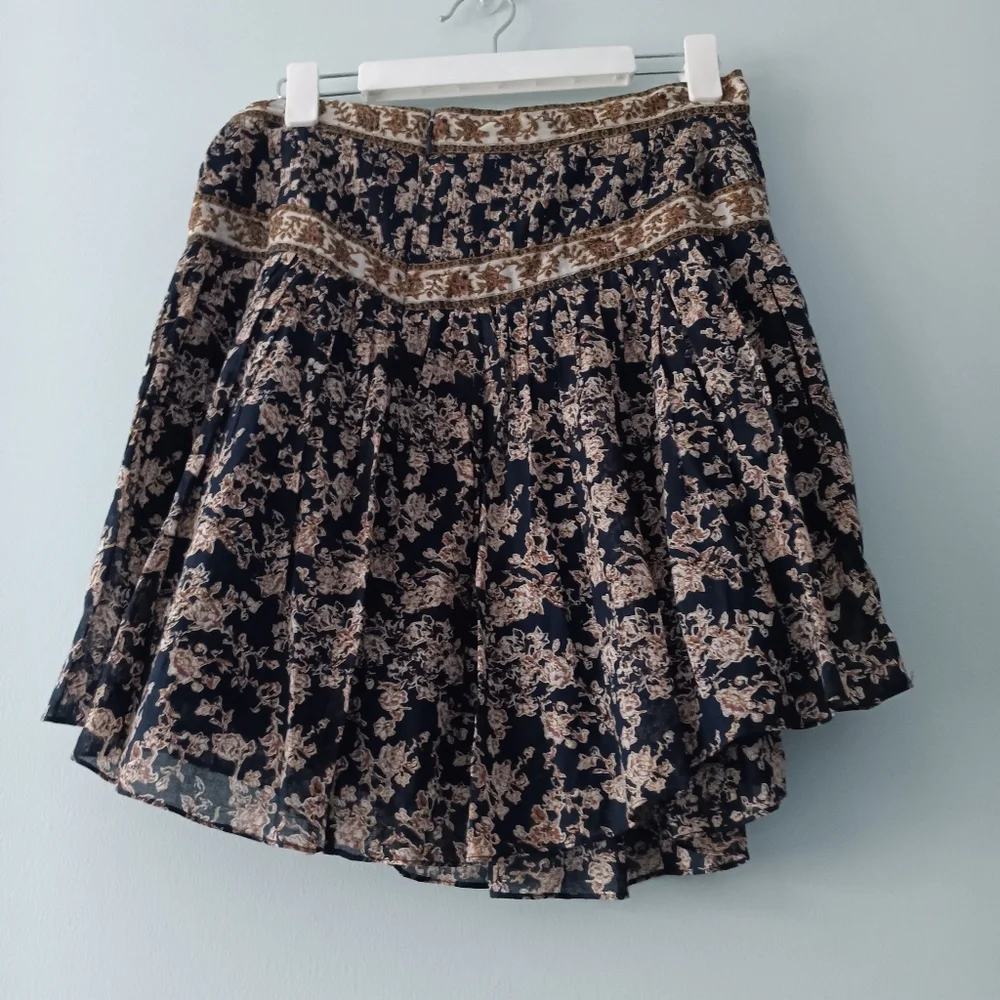 Isabel Marant Étoile Valerie Blue Midnight Floral Cotton Mini Boho Skirt 8/40 - Picture 3 of 7